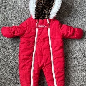 Worthington Kids Red Puffer Coat with Faux Fur Trim